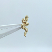 Calendo nuevo 14K oro sólido serpiente extremo sin rosca con pasador de acero inoxidable Conch Daith Piercing pendiente Top Piercing joyería