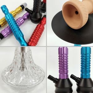 Cachimba Portátil de Vidrio, Juego de Pipas de Tabaco de Aluminio, Base Texturizada, Múltiples Opciones de Boquillas para Uso en Interiores - Product Image 5