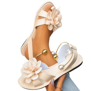 Sandalias planas con punta abierta para mujer, decoración de flores en 3D, correa trasera, calzado informal suave para uso diario, calzado de verano para exteriores para mujer - Product Image 5