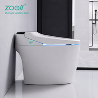 Toilette automatique avec réservoir encastré, toilette intelligente monobloc en céramique avec bidet intégré, éclairage nocturne, affichage LED, siège chauffant
