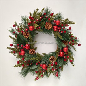 Qslh Ti447 Tùy Chỉnh 20 Inch Màu Đỏ Berry Mix Thông Vòng Hoa Trang Trí Giáng Sinh Cửa Vòng Hoa Giáng Sinh Vòng Hoa Cho Cửa Tường Xmas <span class=keywords><strong>Tree</strong></span> - Product Image 6