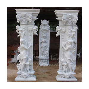 Porte en pierre de granit décorative de maison utilisée conception de pilier de colonne carrée de marbre blanc à vendre - Product Image 5