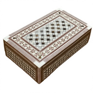 Boîte à bijoux en bois artisanale égyptienne Sultana en nacre – Organisateur de bibelots incrusté de mosaïque (8x5x2,2 po) - Product Image 1