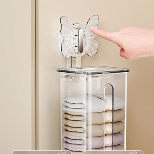 Household Plastic Underwear Stockings Wall-mounted Storage <b>Box</b> Punching Suction Cup Artifact for <b>Wardrobe</b> Clothing Organization - Product Image 3