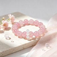 Bracelet élastique en perles de quartz rose naturel de Madagascar et de pierre de lune bleue pour la guérison et la méditation