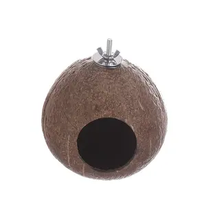 Bird Cage Carrier Outside Hanging Grass Handmade Parrot Breeding Coconut Shell Nest Pet Rest Sleeping Cages of Birds