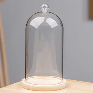 Buon prezzo casa e decorazione di nozze vetro cupola campana barattolo con Base in legno