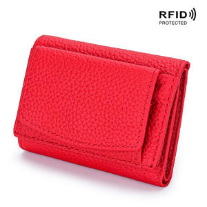 Portefeuille court AndoBag RFID mini à trois volets pour femmes, en cuir de vache véritable, porte-monnaie, mode décontractée, porte-cartes simple 5156 - Product Image 5