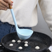 Peralatan Dapur Silikon Gagang Kayu Eropa Anti Lengket Anti Selip Anti Panas Set 10 Buah Biru Set Peralatan Masak Oven dan Dishwasher