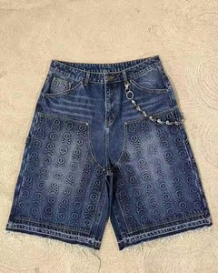 Jean en denim gaufré à double genou gaufré au soleil 3D personnalisé pour hommes short style <span class=keywords><strong>cargo</strong></span> du fabricant OEM avec impression numérique - Product Image 3