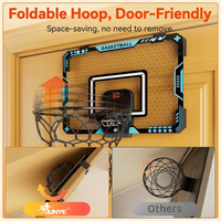 Panier de basket mobile en métal à suspendre au-dessus de la porte pour enfants, avec éclairage LED du tableau de scores et son, facile à installer