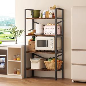 Современная 4-ярусная деревянная Книжная полка для небольших пространств деревенская стоящая Полка Стеллаж с металлическим каркасом для книжного шкафа - Product Image 6