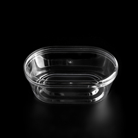 Boîte de conditionnement de dessert en plastique PS ovale transparente pour tiramisu, pâtisserie, gâteau avec couvercle