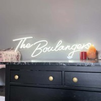 Enseigne néon personnalisée avec nom en écriture cursive rose et symbole cœur, tube lumineux LED flexible pour chambre à coucher, lampe décorative d'ambiance murale personnalisée