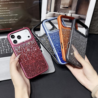 Casing Ponsel Mewah Berhias Rhinestone untuk iPhone 13 14 15 16 17 18 Pro Max Kristal Bling Tombol Berkilau Matte Pelindung Penutup Belakang