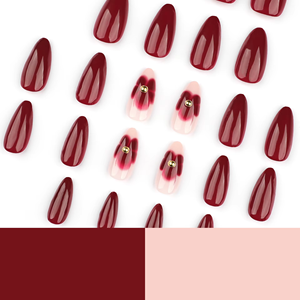 <span class=keywords><strong>Uñas</strong></span> Postizas Rojas Simples <span class=keywords><strong>y</strong></span> Elegantes al por Mayor, con un Acabado de Alta Gama, <span class=keywords><strong>Uñas</strong></span> Florales Cortas en Forma de Almendra para los Dedos - Product Image 4