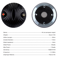 Haut-parleur de compression HF XY450-1LP 115 mm, diaphragme en titane de 26 mm à 44 noyaux, 110 W max, aimant aérospatial