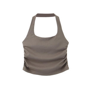 Top Halter sin Mangas para Mujer Talla Grande Runqi N8324, Color Sólido, Tejido de Algodón, Espalda Descubierta, con Relleno en el Sujetador - Product Image 5