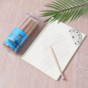 50pcs in Barrel School Office Sharpened Round Log HB Pencil <b>Sketch</b> Drawing Student Pencil with Eraser - Product Image 3