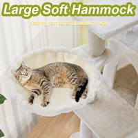 Arbre à chat en bois à 4 niveaux, écologique, classique, pour intérieur/extérieur, toutes saisons, avec hamac de 40 pouces et perchoir en forme de nuage (blanc)