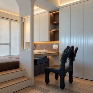 Customized Modern Minimalist Wood <b>Bedroom</b> Wardrobe with Tatami <b>Desk</b> and Bookshelf <b>for</b> Apartment and Hotel Use - Product Image 1