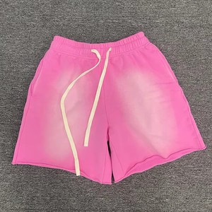 Pantalones Cortos de Felpa Francesa con Bajo sin Rematar, Efecto Desgastado por el Sol, 360GSM, Vintage, Lisos, Casuales, de Cintura Media, Transpirables, con Lavado Ácido - Product Image 1