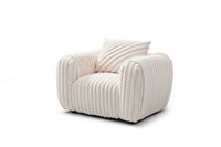 Fauteuil d'appoint moderne en velours côtelé crème, chaise de relaxation individuelle avec pieds en bois et dossier rembourré pour la maison, l'hôtel, l'appartement, le salon