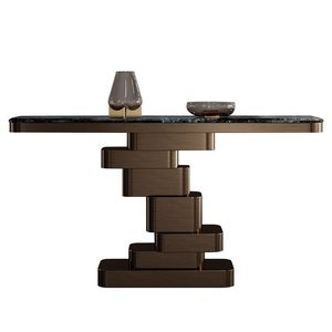 Table console décorative moderne pour salon, cadre en acier inoxydable doré, plateau en marbre, durable, <span class=keywords><strong>KIKA</strong></span> K006 #   Meubles de maison faits à la main - Product Image 1