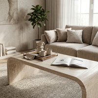Table d'appoint en bois fini travertin de style scandinave, table basse minimaliste pour restaurant, hôtel, bureau