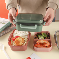 Boîte à lunch A04 style bento, 1 compartiment, sans BPA, couvercle en silicone réutilisable, compatible micro-ondes, pour une préparation de repas saine, pour les nouveau-nés et les enfants d'âge scolaire