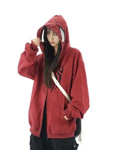 Sudadera con capucha de diseño personalizado para mujer, estilo Y2K, con bordado de araña, 420 g/m², tejido de punto, cremallera completa, informal, para invierno, con cuello con capucha y logotipo frontal - Product Image 4