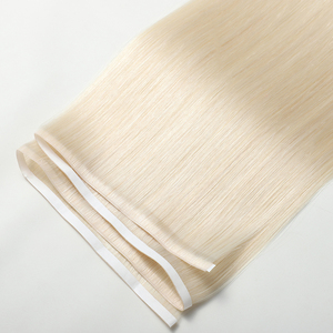 Capelli Umani Russi di Qualità Lussuosa, <span class=keywords><strong>Colore</strong></span> <span class=keywords><strong>Biondo</strong></span> <span class=keywords><strong>Platino</strong></span> Remy # Extension per capelli invisibili con nastro adesivo, lunghezza 60 pollici, a doppia trama - Product Image 1