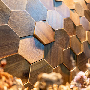 Paneles de Madera Hexagonales Brillantes para Decoración de Pared, Mosaico de Madera Sólida para Fondo de TV - Product Image 3