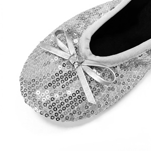 Nuevo Diseño Transfronterizo: <span class=keywords><strong>Zapatillas</strong></span> <span class=keywords><strong>de</strong></span> <span class=keywords><strong>Ballet</strong></span> Plegables <span class=keywords><strong>de</strong></span> Interior con Cordones, Lentejuelas y Logotipo Personalizado - <span class=keywords><strong>Zapatillas</strong></span> Planas para Boda para Todas las Estaciones - Product Image 2