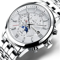 Montre mécanique automatique multifonctionnelle de haute qualité pour homme, étanche, ajourée, idéale pour les affaires et les loisirs, avec fonction veilleuse.