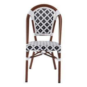 Chaises de bistrot en rotin pour café de jardin, restaurant, terrasse extérieure, style français, avec rayures blanches et noires, en aluminium - Product Image 3