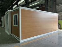 Maison conteneur certifiée de 40 pieds, extensible et pliable, avec panneau mural personnalisé en grain de bois