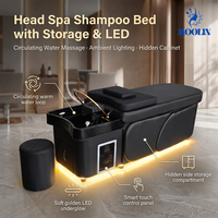 MOOLIN Lit de lavage de cheveux professionnel de luxe multifonctionnel inclinable pour salon, avec massage et spa capillaire, pour soins de beauté thaïlandais