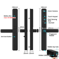 Waterdichte IP66 Aluminium Legering Vingerafdruk Digitale Deurgreep Stalen Deur Tuya WiFi Camera TTLock F5 Pro Slimme Sloten Geheugenkaart Cloud