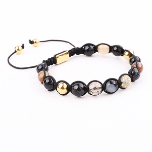 Chất Lượng Cao Thiết Kế Mới Mặt Đá Quý Mã Não Đen Smoky Quartz Stone Tùy Chỉnh Tình Bạn Macrame Bracelet Phụ Nữ Người Đàn Ông - Product Image 2