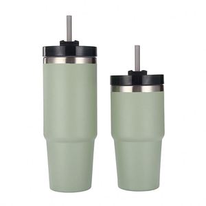 Gobelet de voyage isotherme 20oz 30oz en acier inoxydable avec couvercle, paille et base antidérapante pour le bureau - Product Image 5