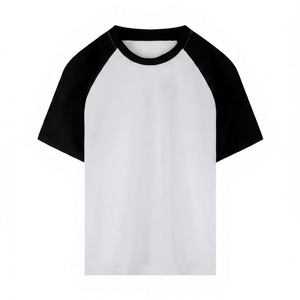 T-shirt unisexe à manches contrastées style baseball, col rond, bicolore, manches raglan, décontracté, sportif - Product Image 1