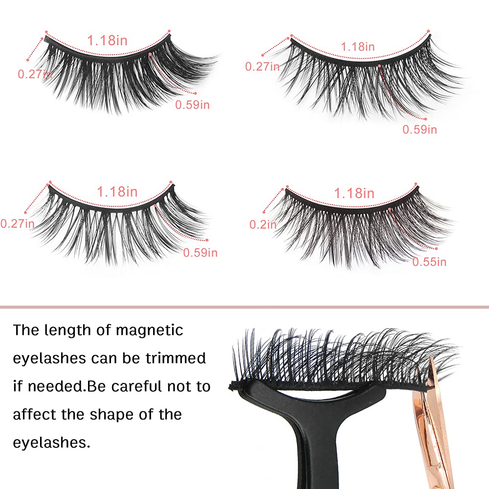 Набор Магнитных ресниц с подводкой для глаз, набор 3D Магнитных ресниц, 4 пары магнитных ресниц с магнитной подводкой для глаз и пинцет для ресниц