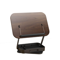 Support de lecture pliable en bois portable, support de livre de bureau réglable à 360 degrés avec tiroir de rangement