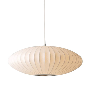 Modern Saucer Pendant Lamp 60cm Dia White Silk Shade E27 LED 3000K Warm <strong>Light</strong> <strong>Dining</strong> <strong>Room</strong> Kitchen Island Hanging <strong>Light</strong> <strong>Fixture</strong> - Product Image 1