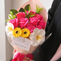 Sabun Wangi Buket Mawar Bunga Matahari Campuran Lily Bungkus Bunga Abadi Hadiah Valentine Pernikahan Grosir
