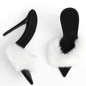 Large Size 45 Women Custom Styles Sandals Dress Stiletto on <b>Shoes</b> Thin High Heels Wide Fit Fluffy Fur Mules - Product Image 6