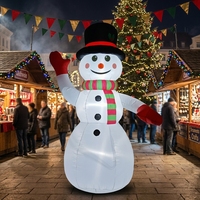 TSINYE Pupazzo di Neve Gonfiabile con LED Interni, Cappello a Cilindro e Sciarpa a Righe, Auto-Gonfiabile, Facile da Montare, Decorazione Invernale Natalizia per Giardino e Prato