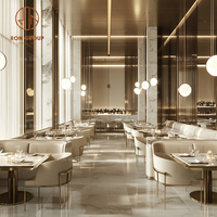 Ensemble de mobilier pour café, restaurant, table ronde en marbre et chaise en tissu avec banquette pour restaurant