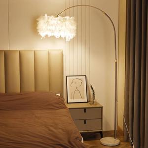 Lampe <span class=keywords><strong>sur</strong></span> <span class=keywords><strong>pied</strong></span> simple, créative et moderne en fer E27 avec plumes jaunes pour salon, chambre à coucher, chevet, veilleuse - Product Image 3
